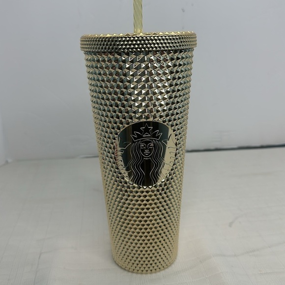 Starbucks Christmas Holiday 2022 Gold Bling Studded Venti 24 oz Cold Cup Tumbler - Picture 6 of 9